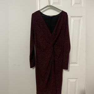 Metallic red twist front dress